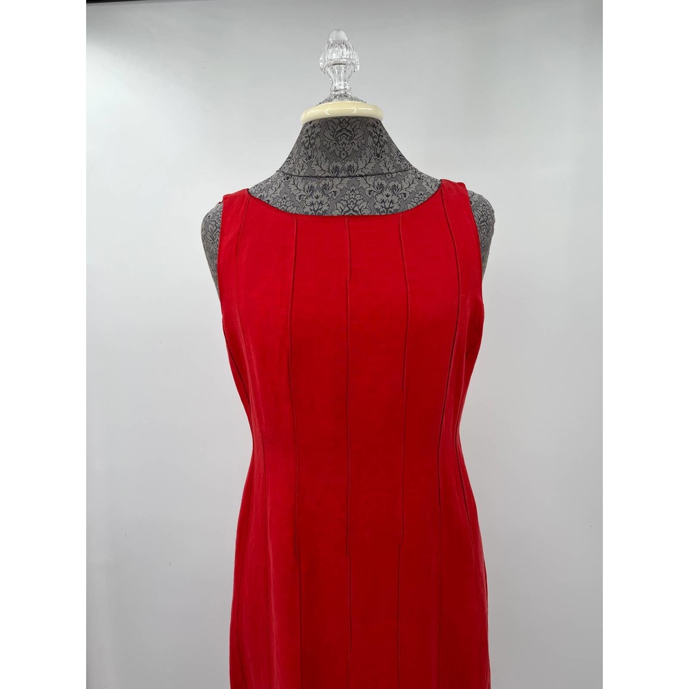 Due' per Due' silk and linen women's red tailored sleeveless dress size 6